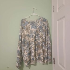 Alfred Dunner Blue and Beige Patterned Top